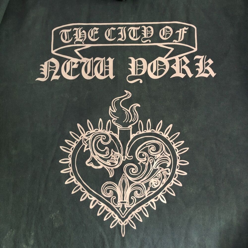 Daisy Street Hoodie XL Green Tie Dye Oversized Y2k Goth Hearts New York Grunge - Picture 5 of 16